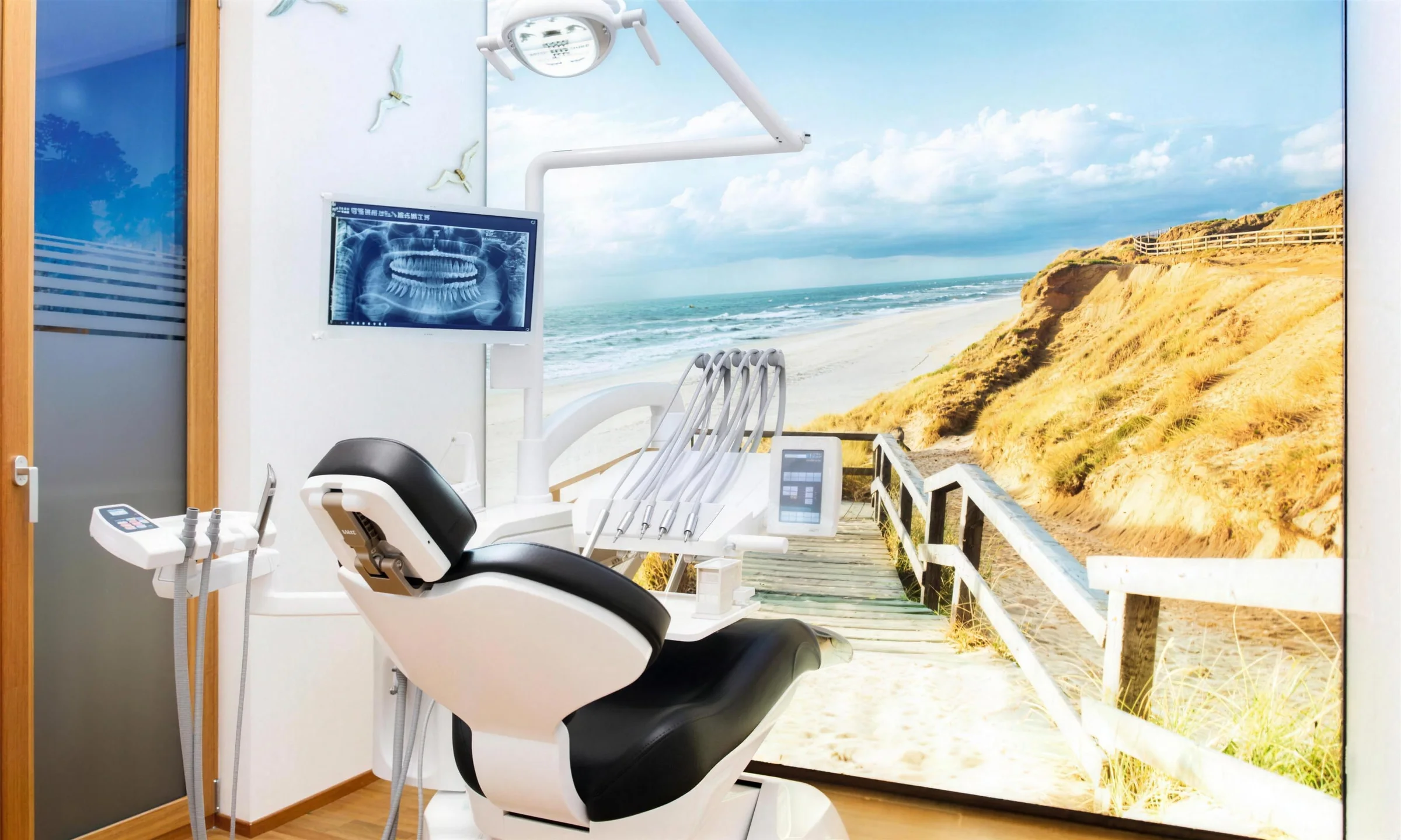 Behandlungszimmer mit Strand- und Dünen-Panorama
